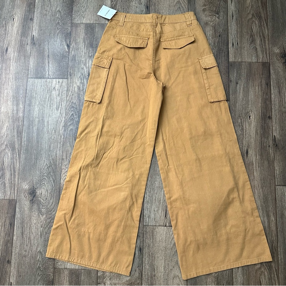 Forever 21 High-Rise Wide-Leg Cargo Brownish Tan Lightweight Pants Womens Size M - Picture 5 of 6